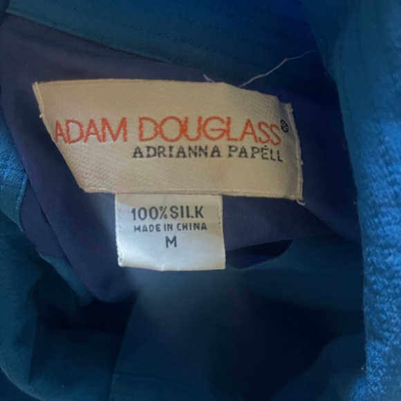 Vintage Adam Douglass Adrianna Papell Blue Silk Embroidered Patchwork Jacket - Picture 6 of 12